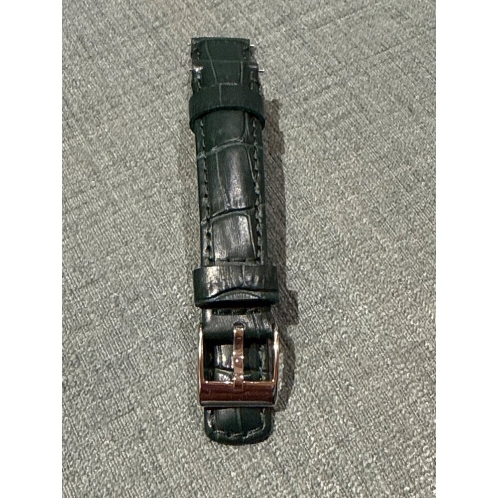 Leather Watch Band16mm Deep Green Crocodile-Embossed Top Grain  With Silver Buck